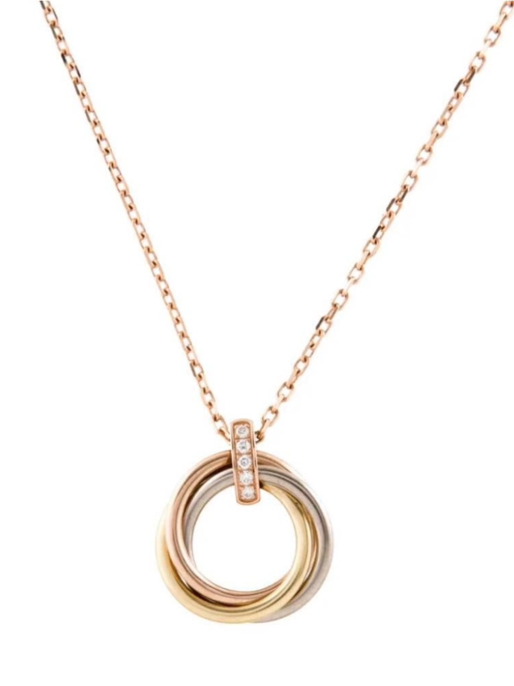 Authentic Cartier Trinity 18K Gold Necklace w/ Diamond Bail – Full Set, Like New - Picture 3 of 13